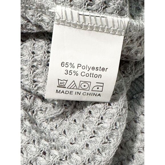 Women's Waffle Knit V-Neck Casual‎ Long Sleeve Pullover Sweater Gray Size Large - Picture 10 of 12